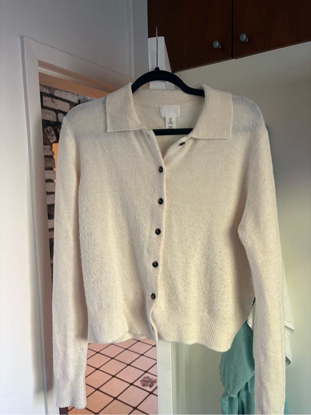 H&M Cream Button-Front Collared Women's Cardigan